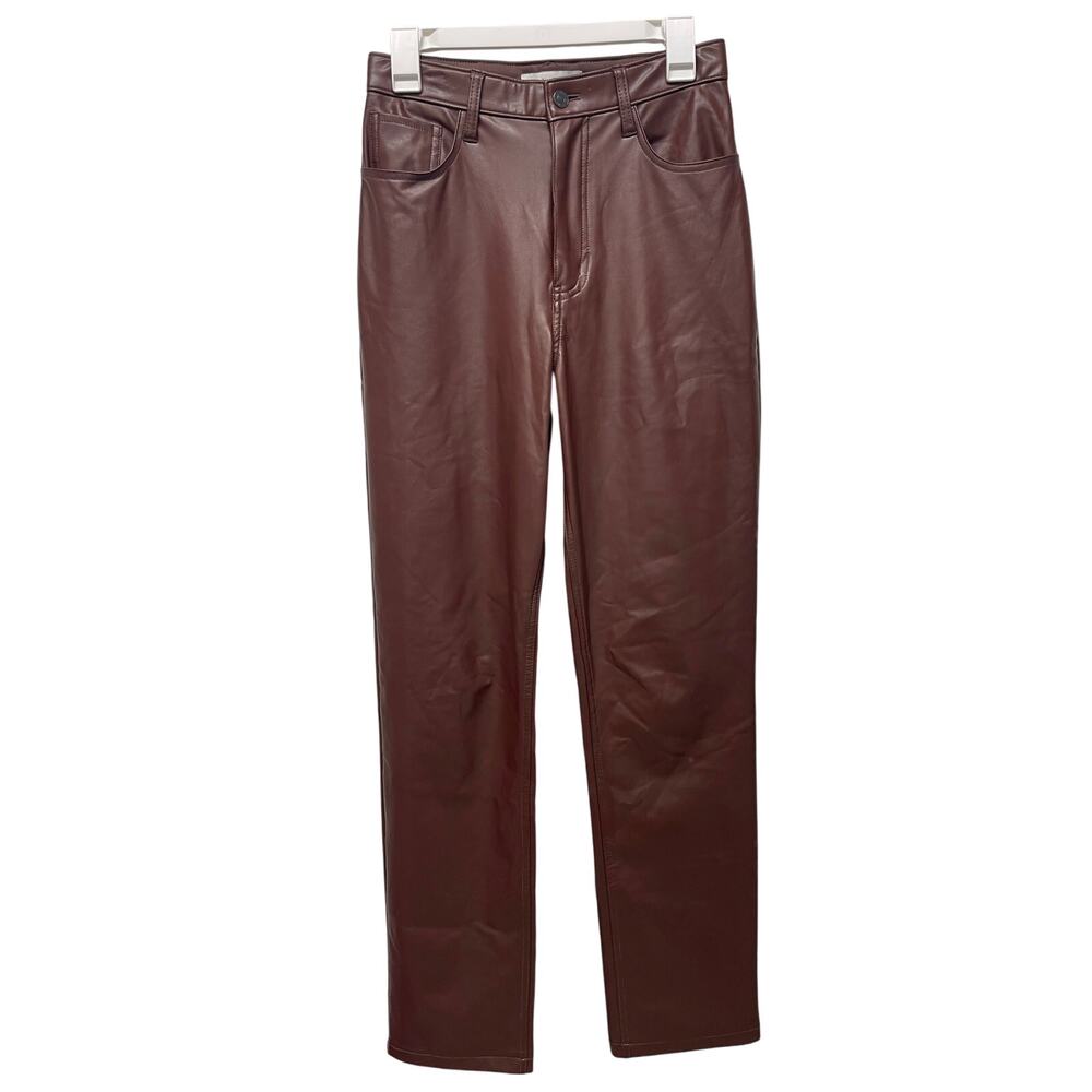 Abercrombie & Fitch Women's Straight-Leg Faux Leather Pants - Burgundy